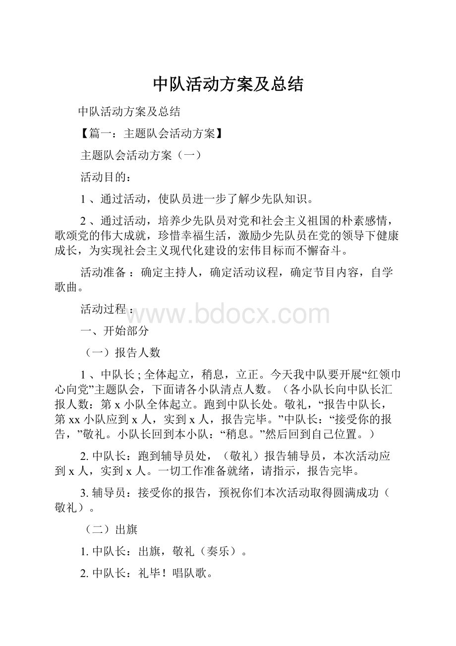 中队活动方案及总结.docx