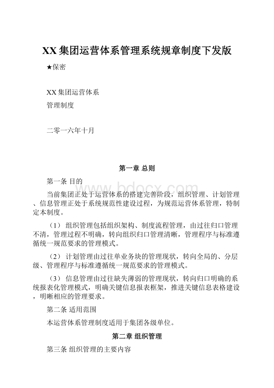 XX集团运营体系管理系统规章制度下发版.docx