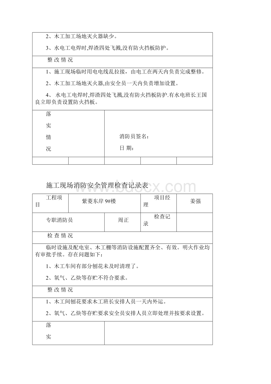 施工现场消防安全管理检查记录表76526.docx_第2页