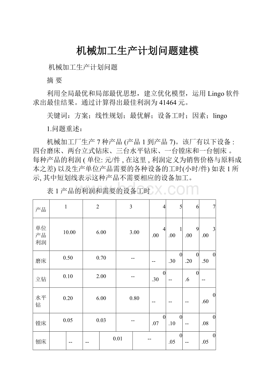 机械加工生产计划问题建模.docx_第1页