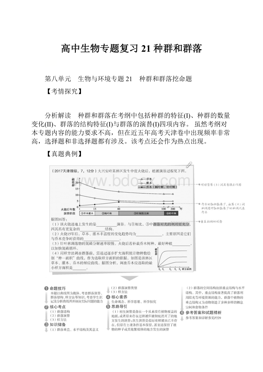 高中生物专题复习21 种群和群落.docx