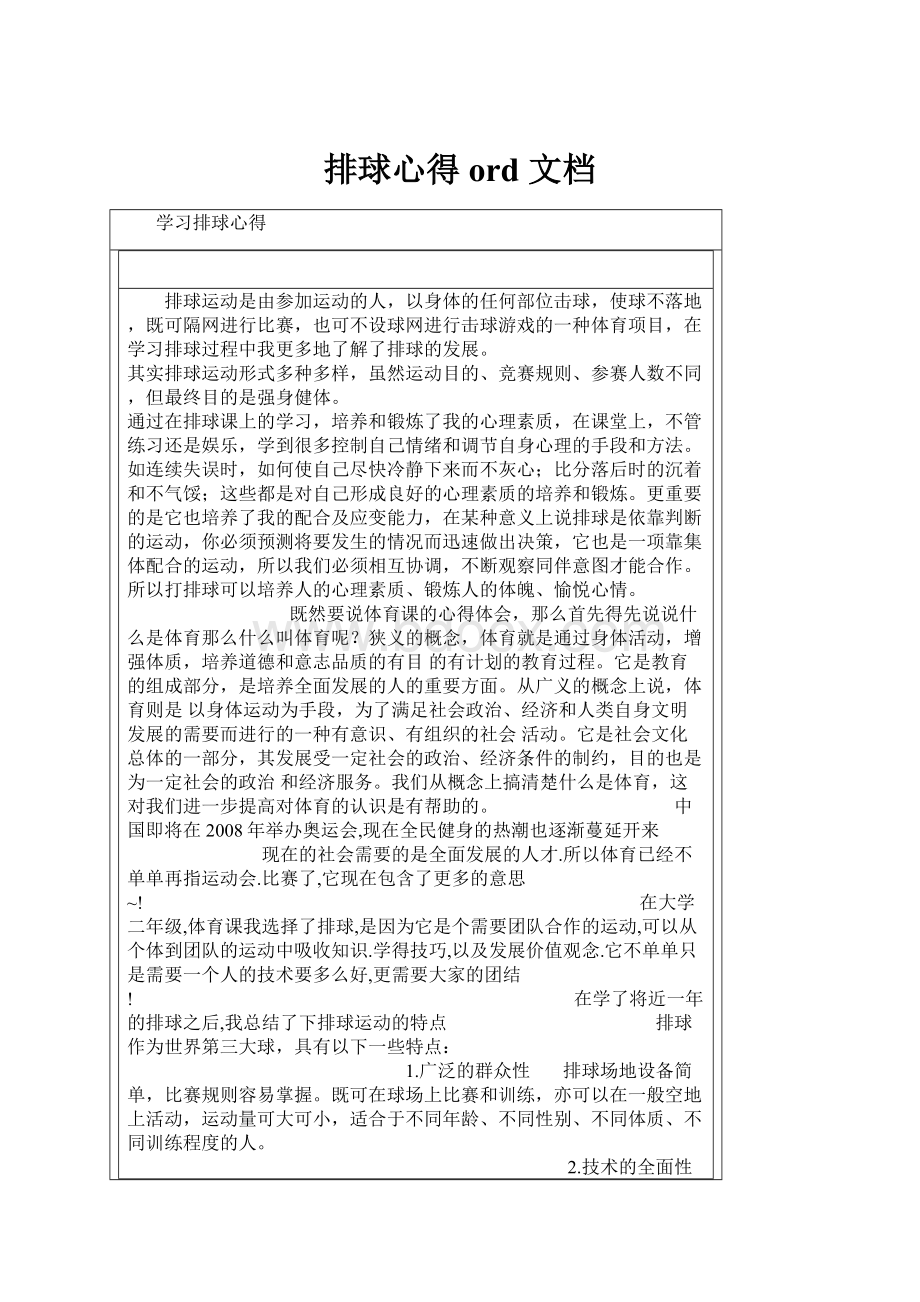 排球心得ord 文档.docx_第1页