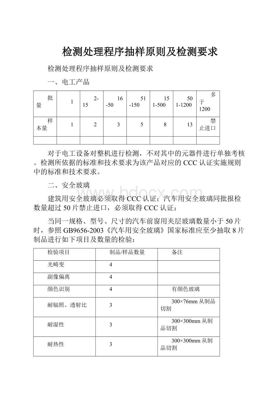 检测处理程序抽样原则及检测要求.docx