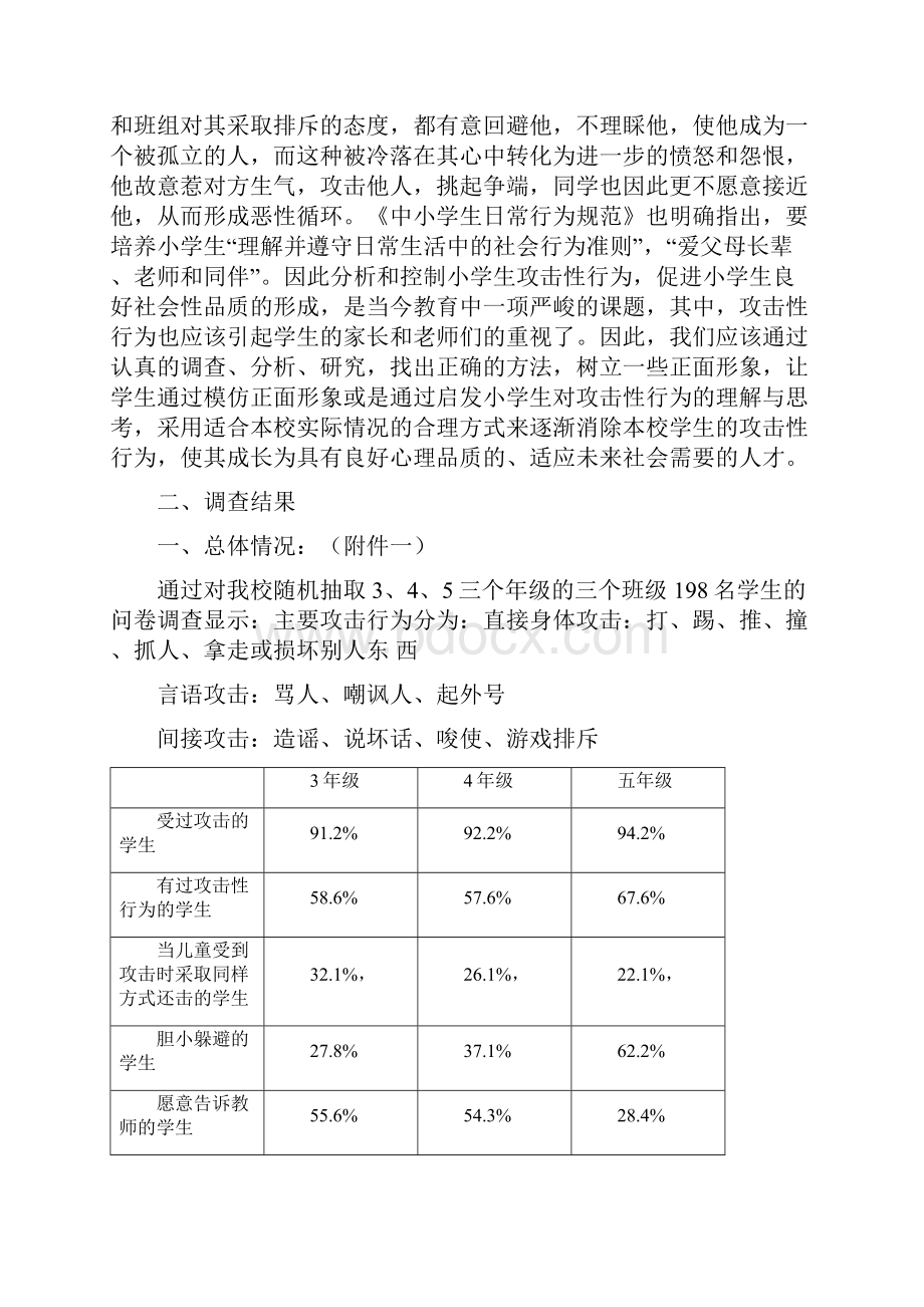 小学的生攻击性行为地调研报告材料.docx_第2页