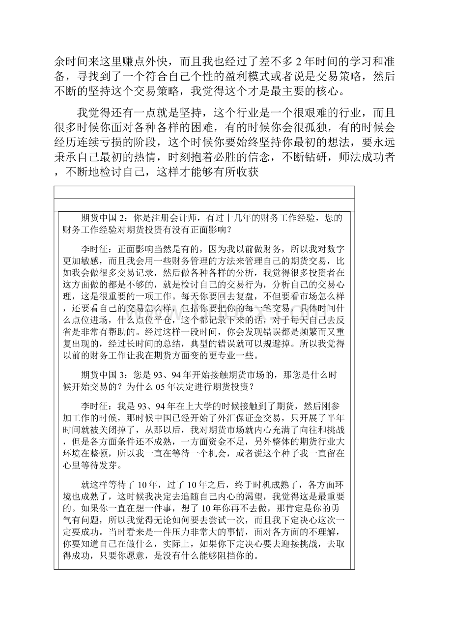 期货高手交易大师期货大赛冠军访谈录系列李时征.docx_第3页