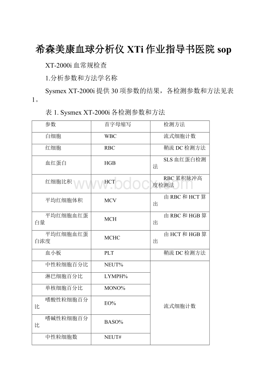 希森美康血球分析仪XTi作业指导书医院sop.docx