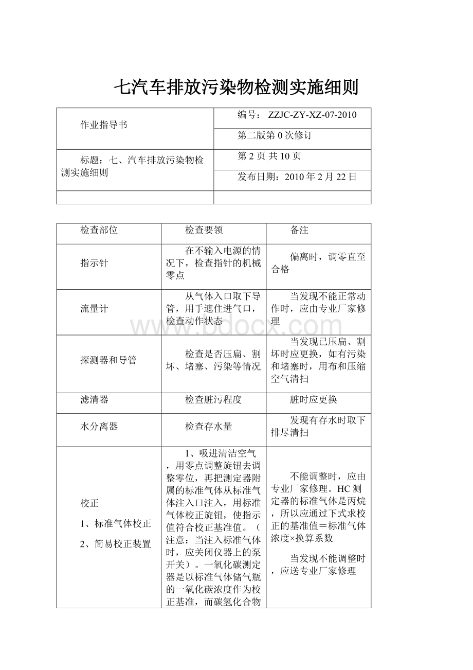 七汽车排放污染物检测实施细则.docx