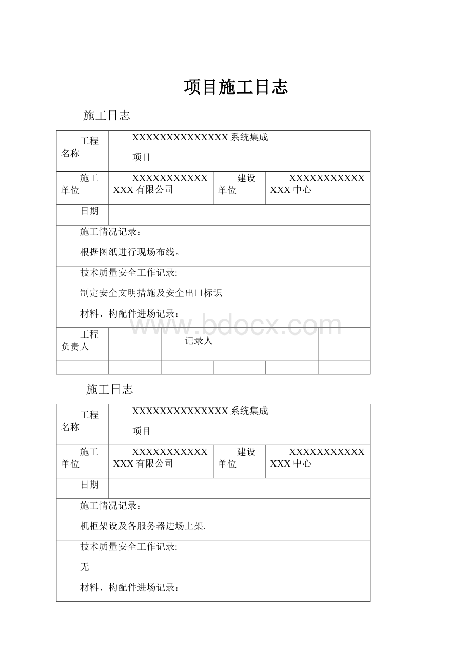 项目施工日志.docx_第1页