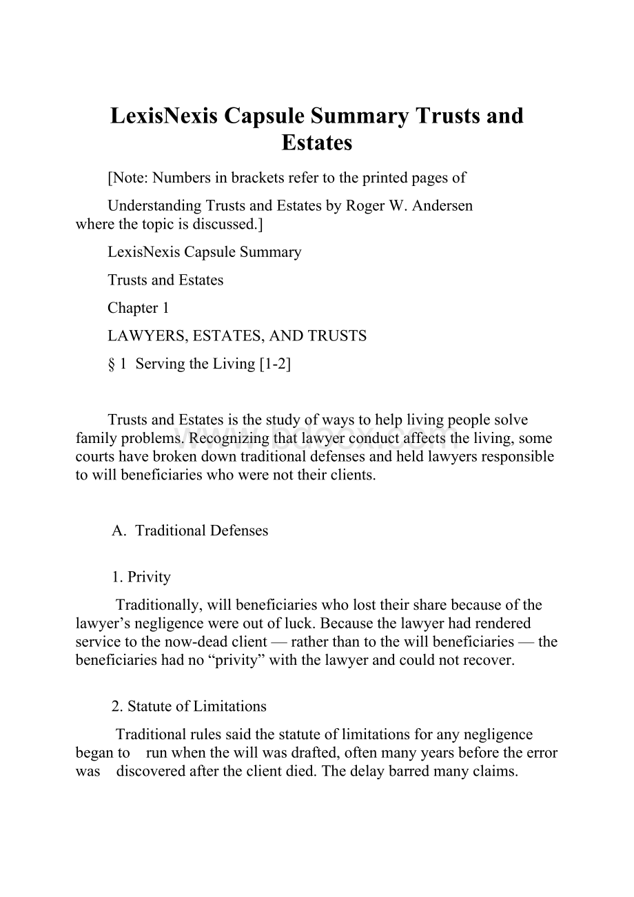 LexisNexis Capsule SummaryTrusts and Estates.docx_第1页