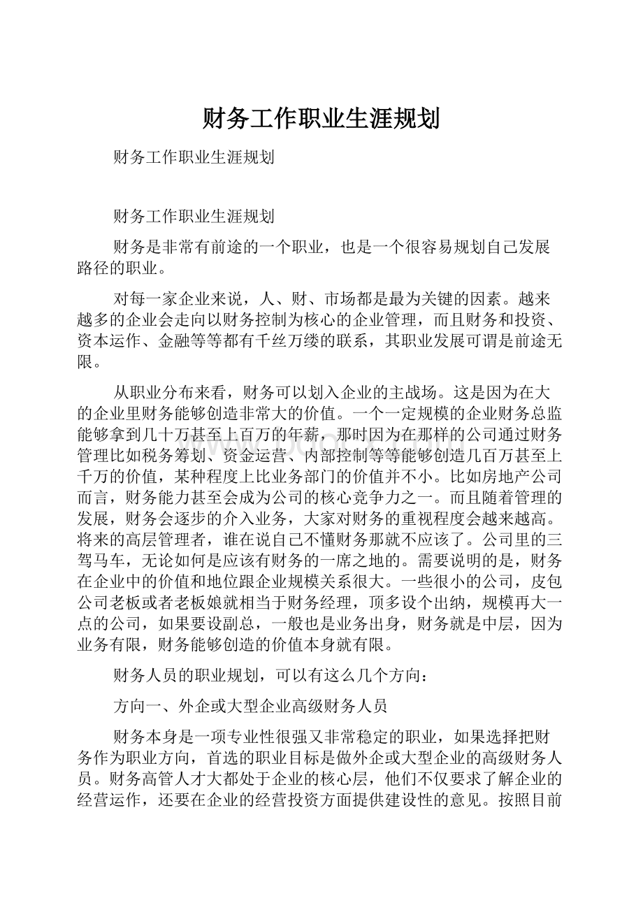 财务工作职业生涯规划.docx