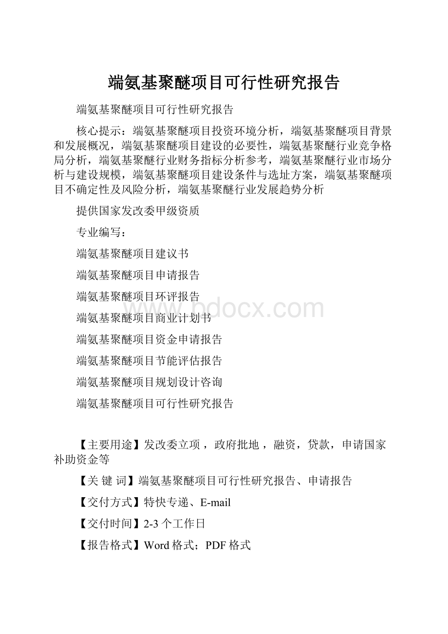 端氨基聚醚项目可行性研究报告.docx