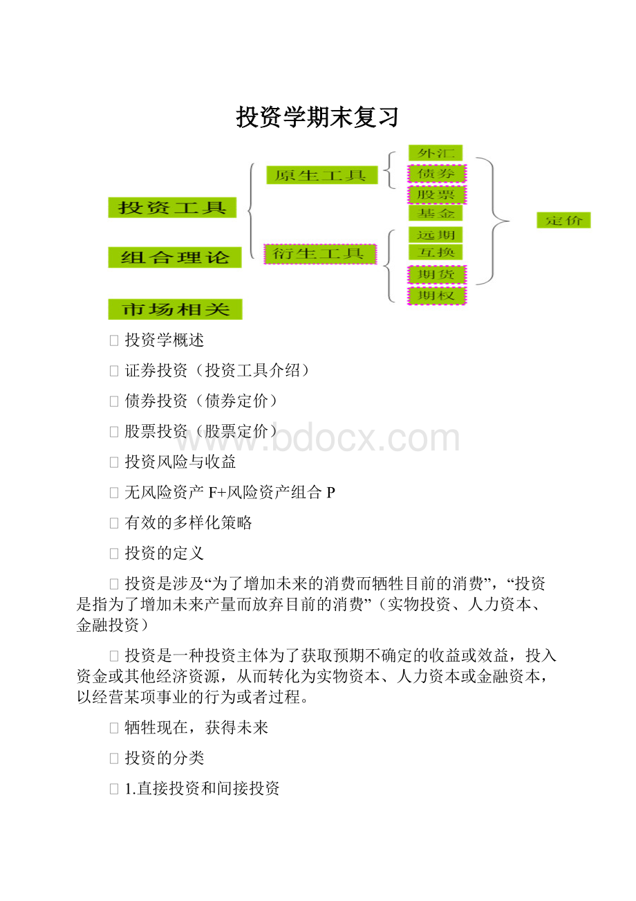 投资学期末复习.docx_第1页