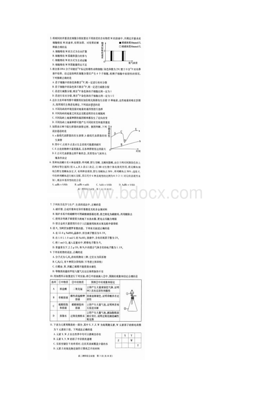 湖北省武汉市届高中毕业生五月模拟考试理科综合试题扫描版含答案.docx_第2页