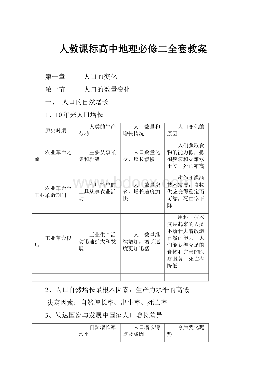 人教课标高中地理必修二全套教案.docx