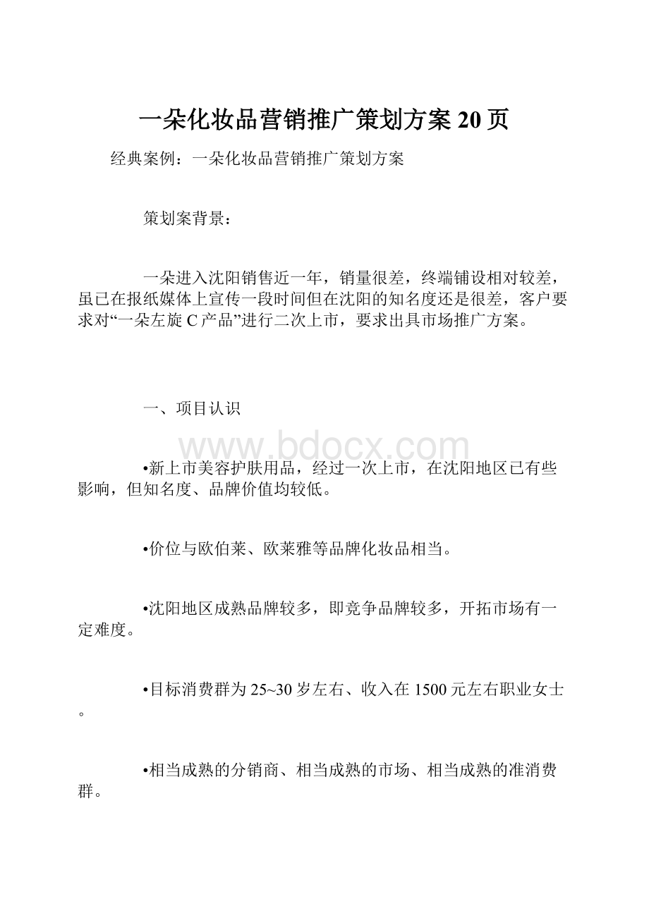 一朵化妆品营销推广策划方案20页.docx