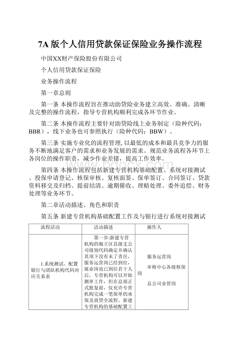 7A版个人信用贷款保证保险业务操作流程.docx_第1页