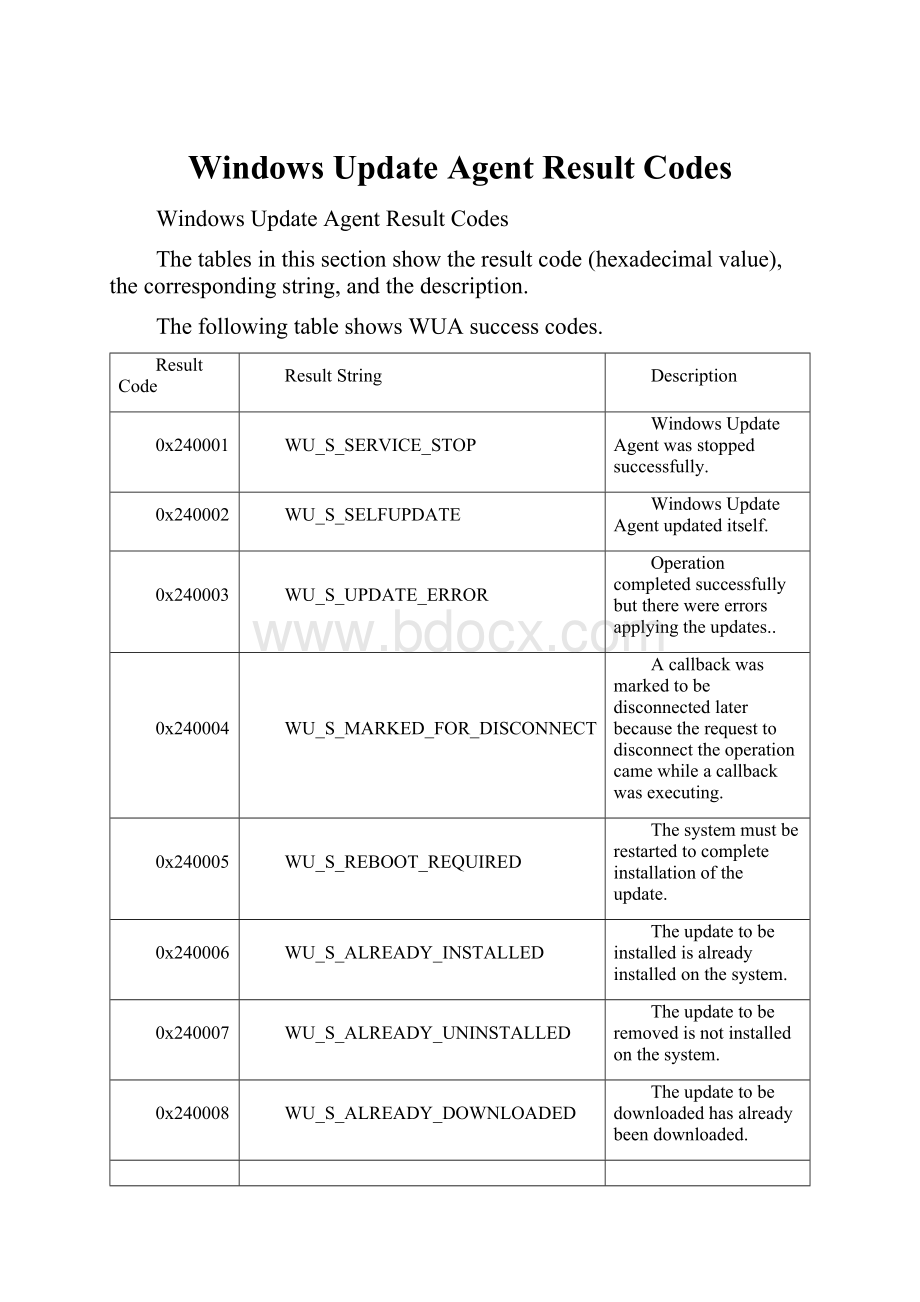 Windows Update Agent Result Codes.docx