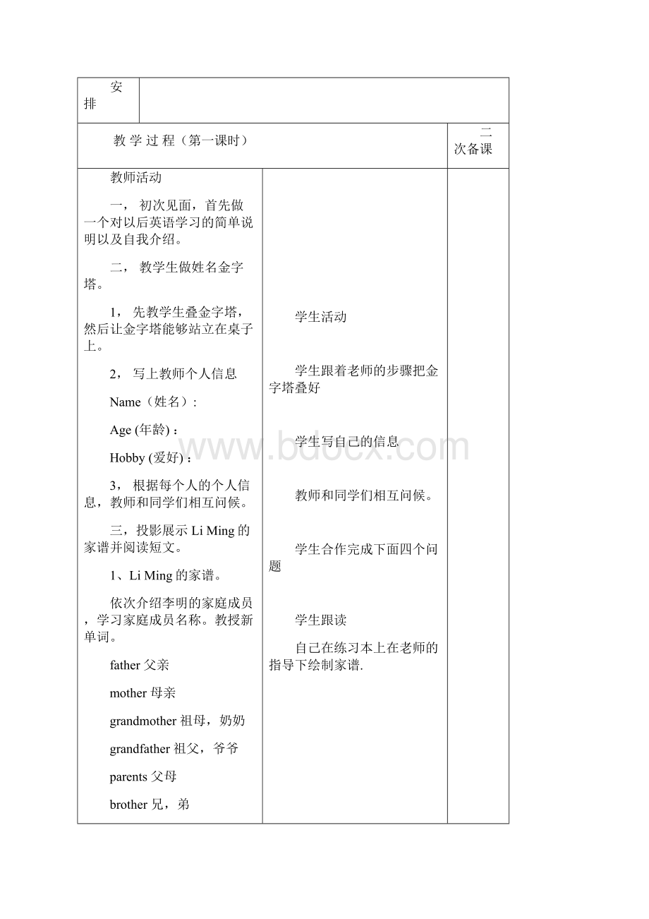 冀教版英语教案第一单元13课.docx_第2页