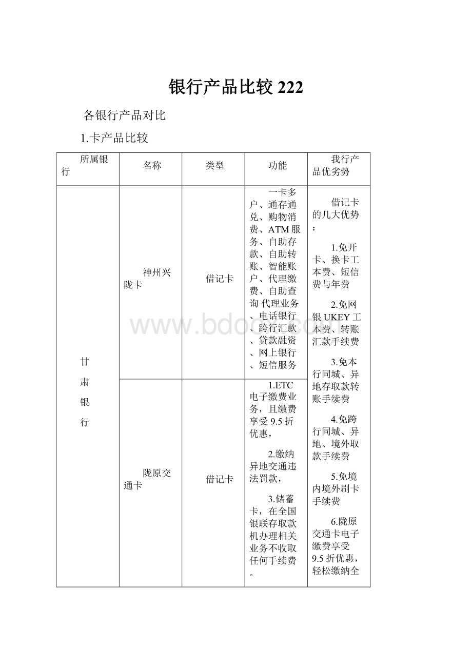 银行产品比较222.docx