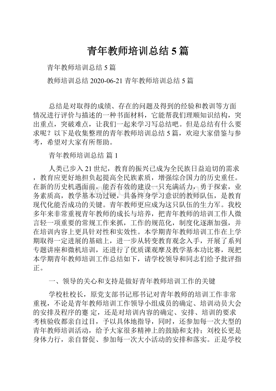 青年教师培训总结5篇.docx