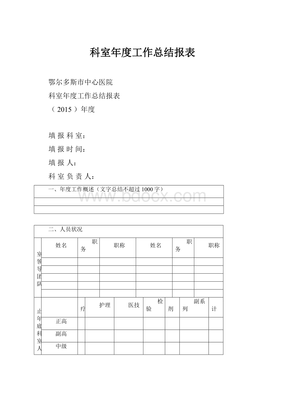 科室年度工作总结报表.docx