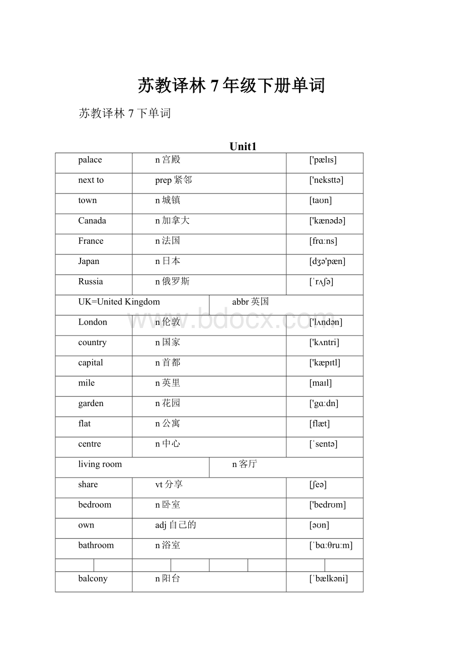 苏教译林7年级下册单词.docx