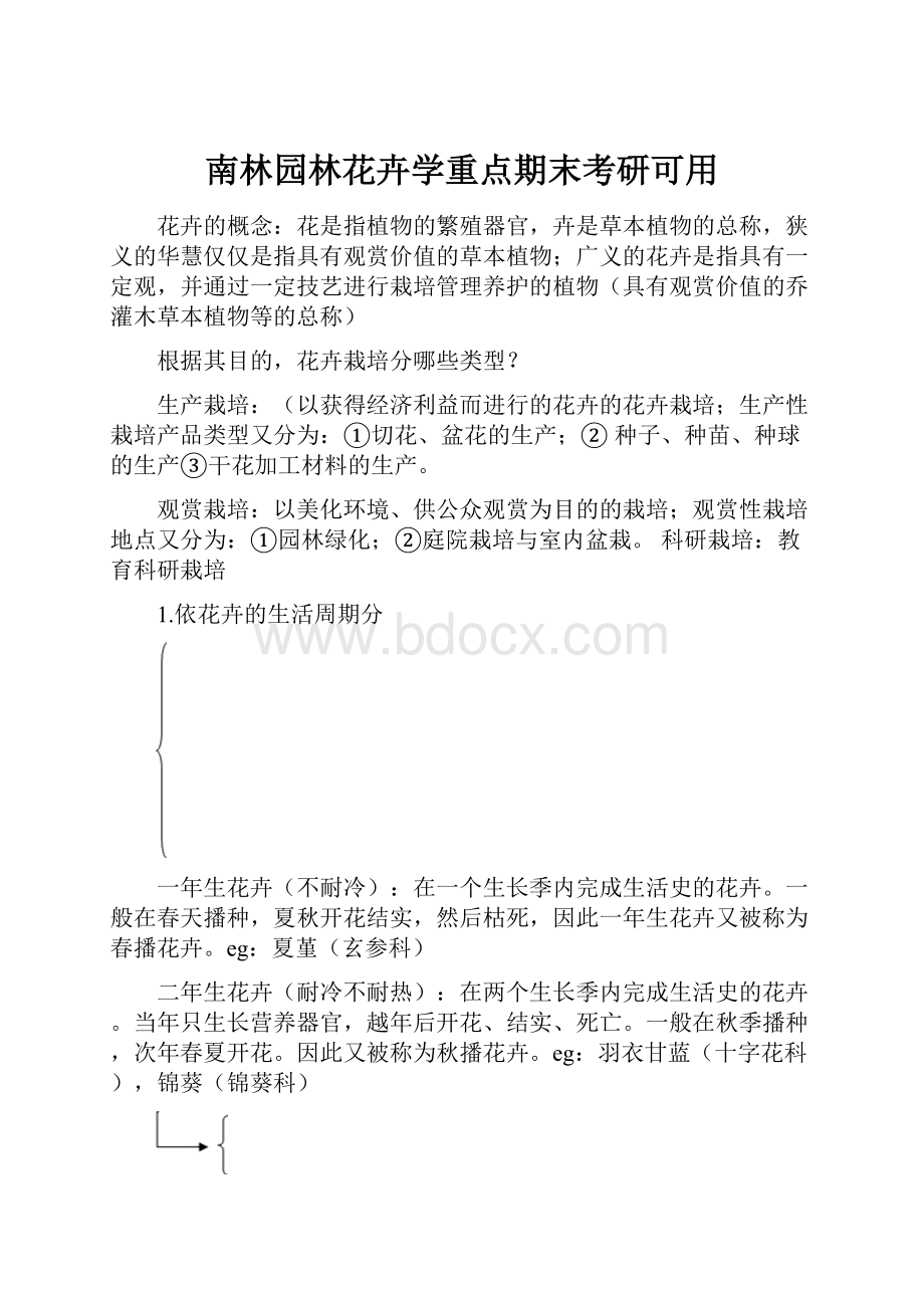 南林园林花卉学重点期末考研可用.docx