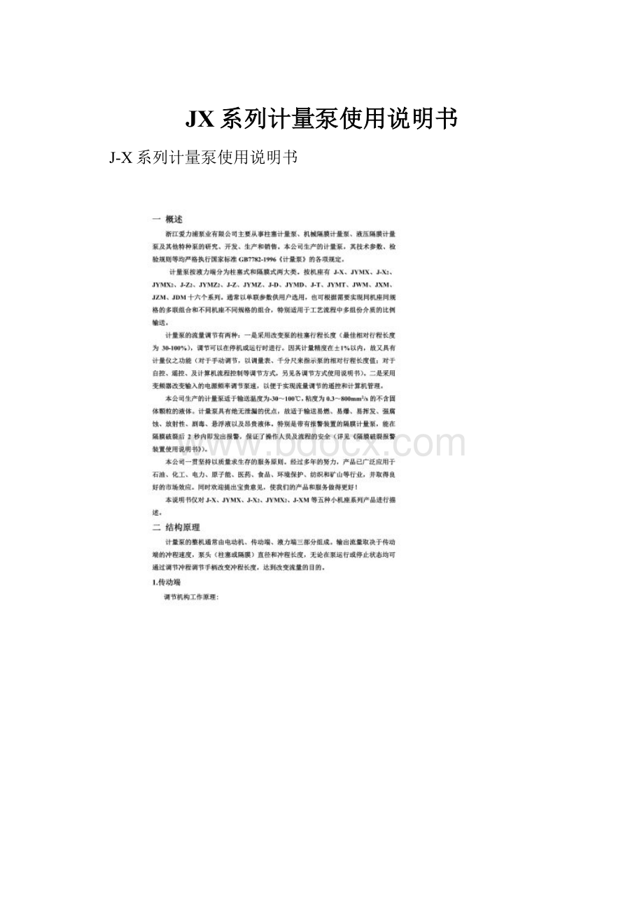 JX系列计量泵使用说明书.docx_第1页