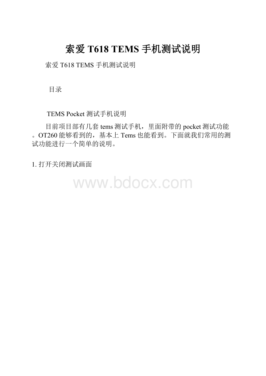 索爱T618 TEMS 手机测试说明.docx