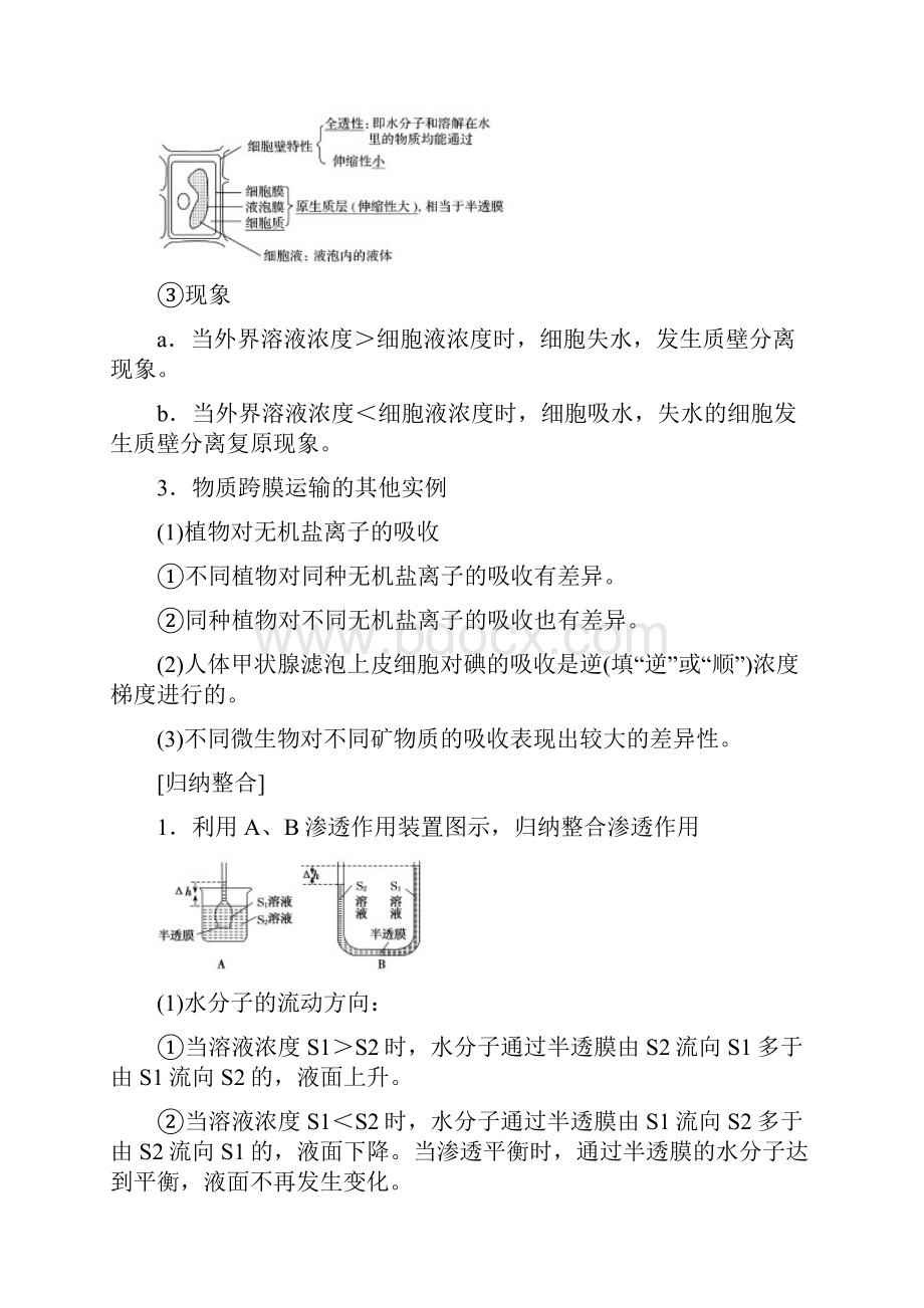 届高中生物一轮复习人教版物质跨膜运输的实例与方式学案.docx_第2页