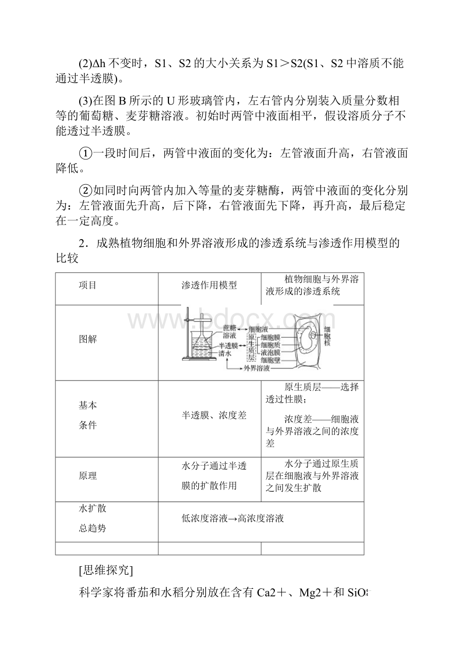 届高中生物一轮复习人教版物质跨膜运输的实例与方式学案.docx_第3页