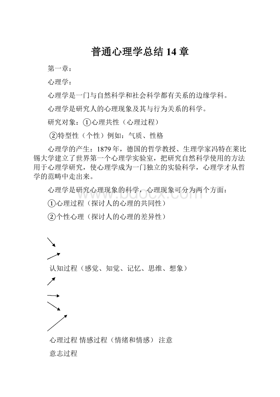 普通心理学总结14章.docx_第1页