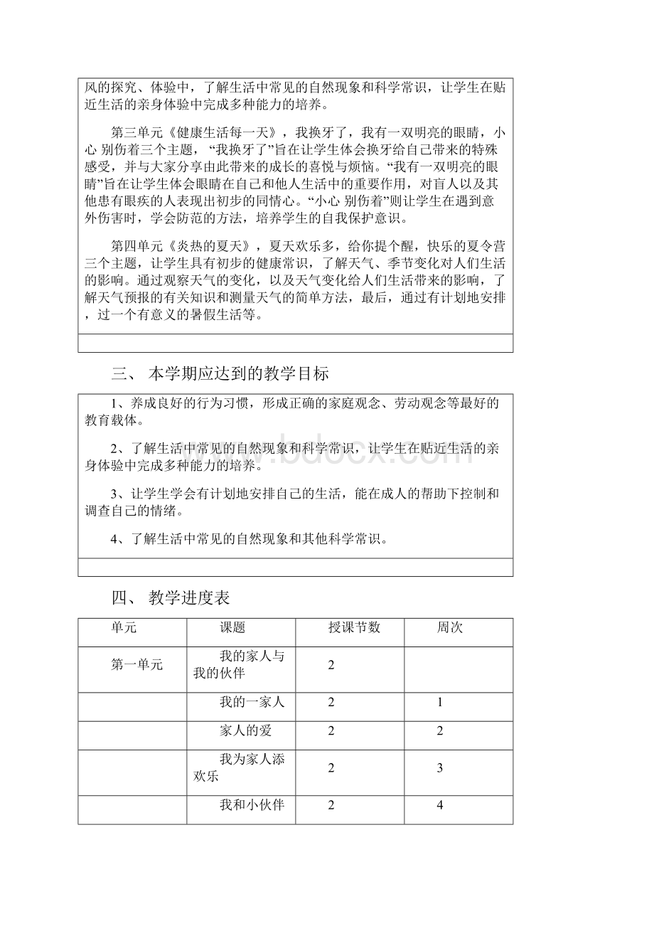 山东教育出版社一年级下册品德与生活教学计划及全册教案.docx_第2页