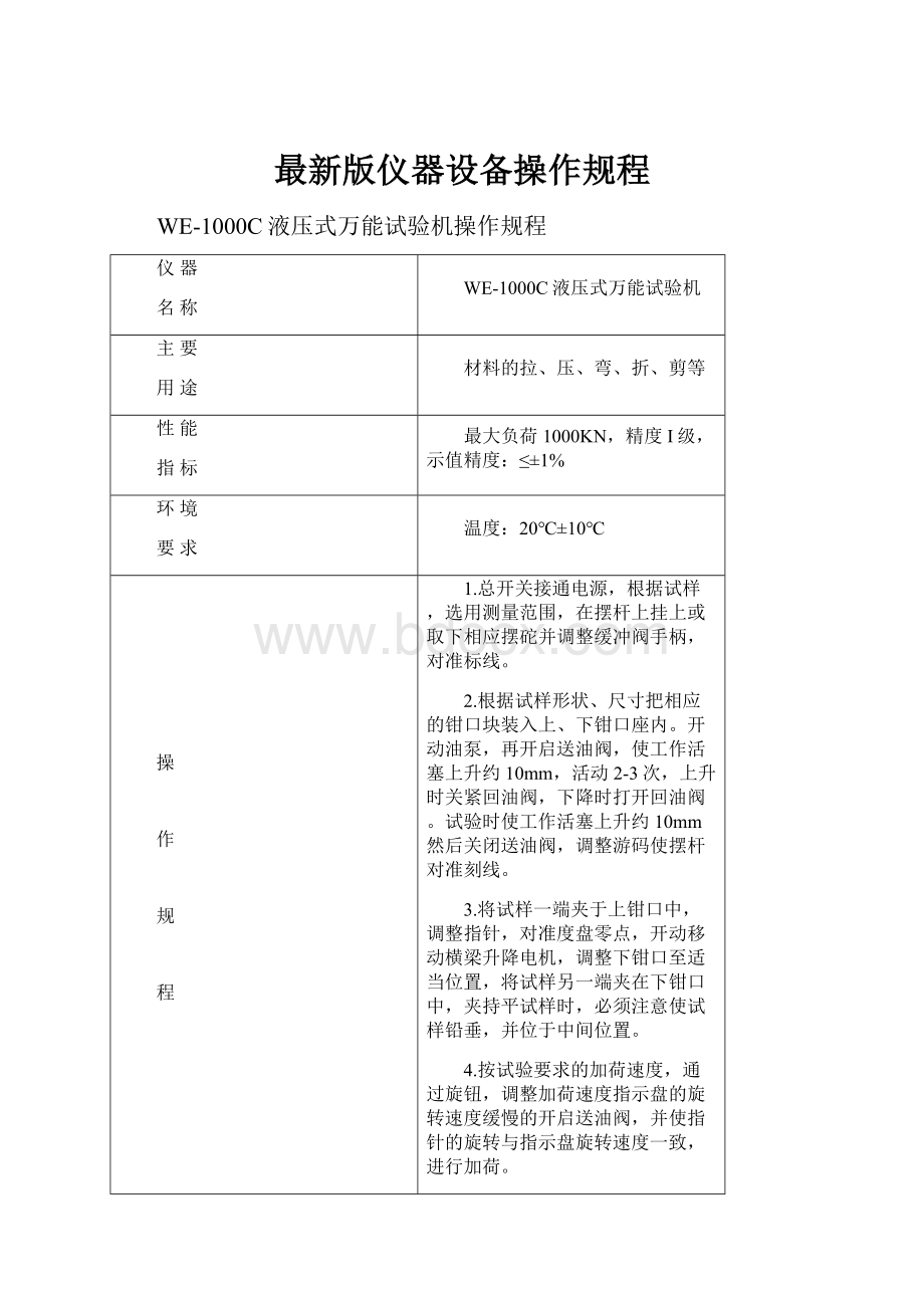 最新版仪器设备操作规程.docx_第1页