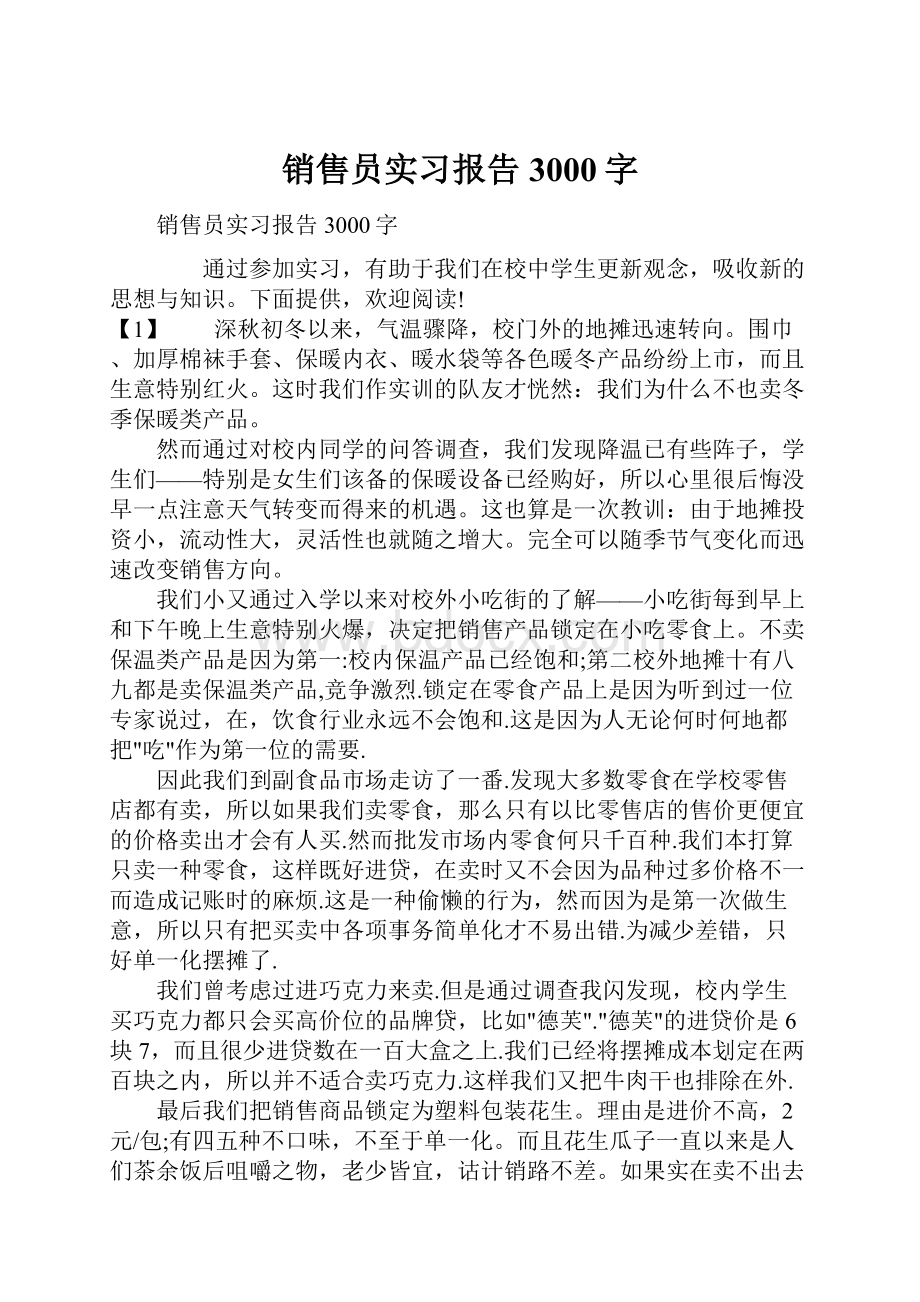 销售员实习报告3000字.docx_第1页