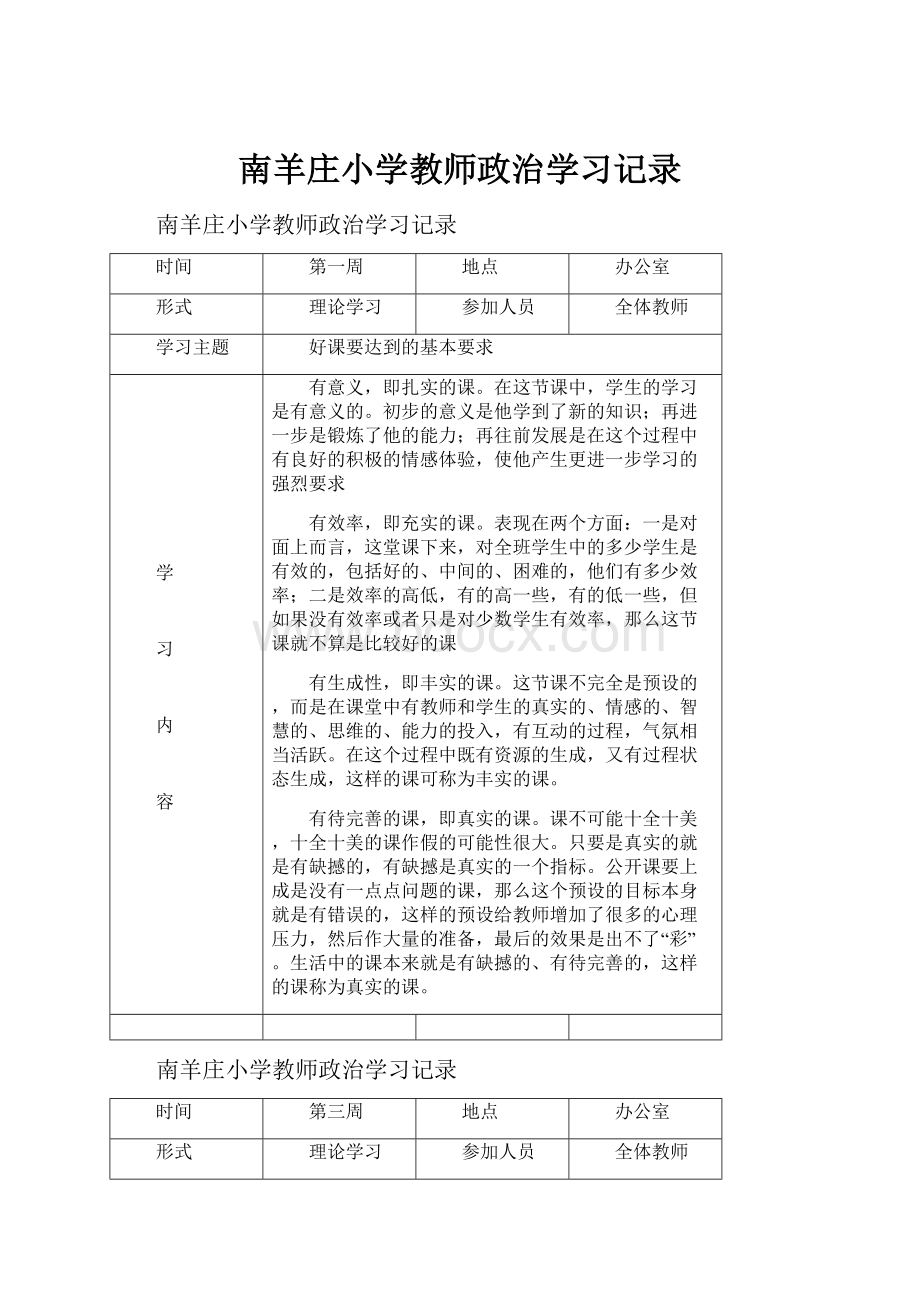 南羊庄小学教师政治学习记录.docx