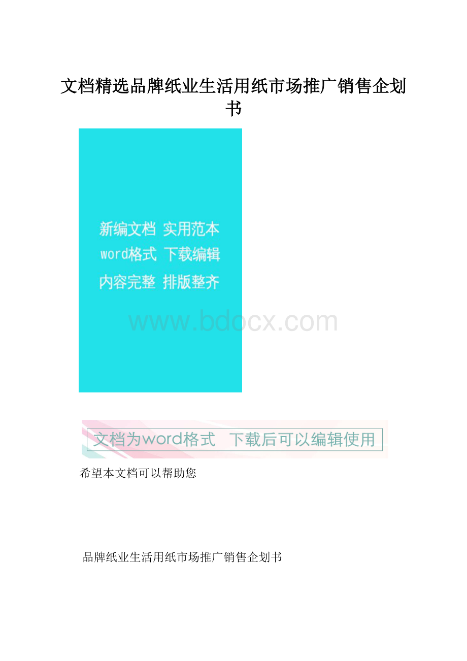 文档精选品牌纸业生活用纸市场推广销售企划书.docx