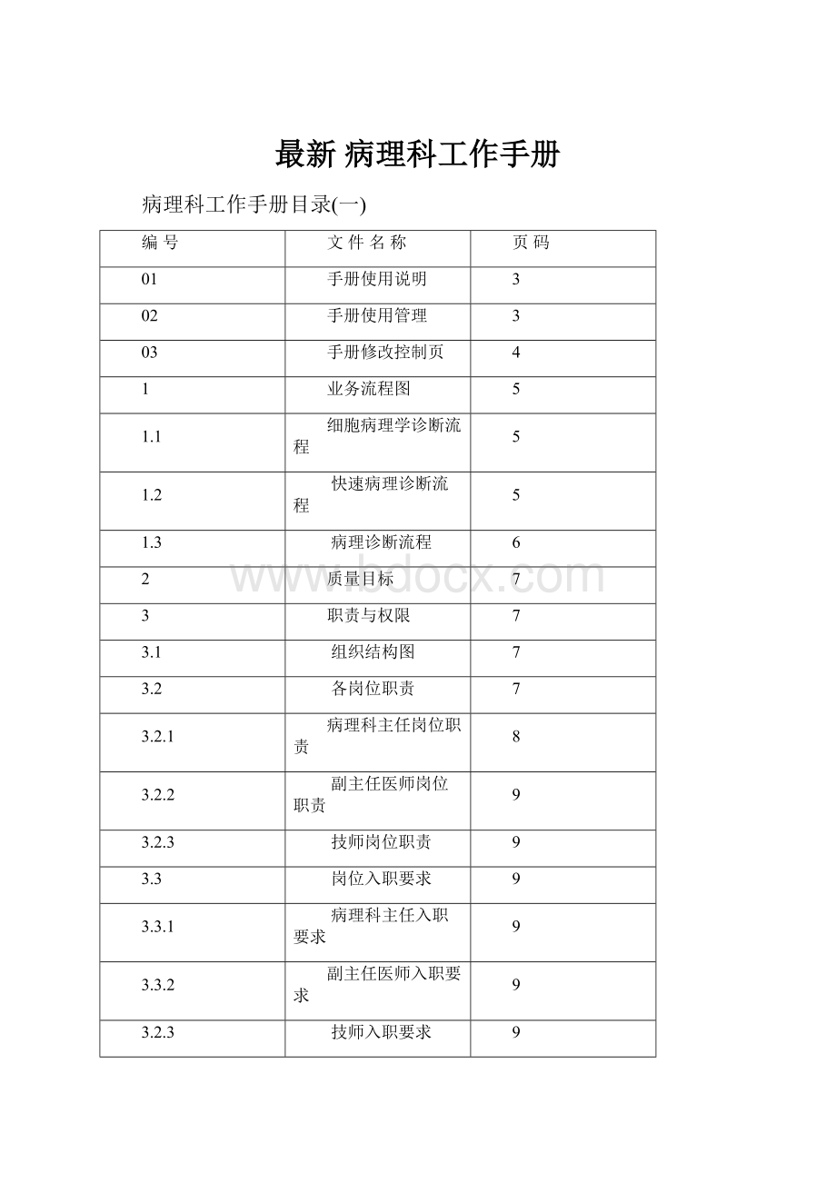 最新 病理科工作手册.docx