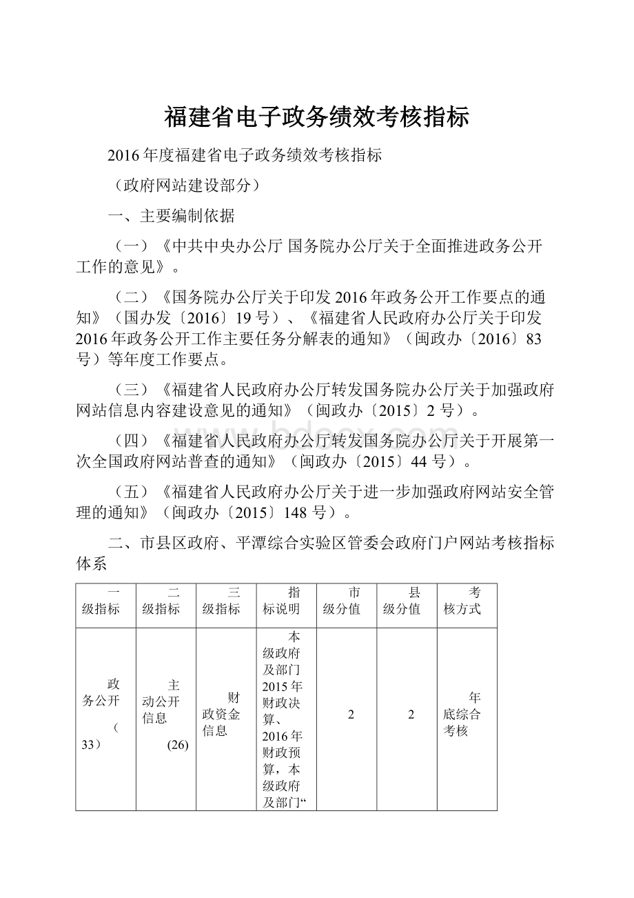 福建省电子政务绩效考核指标.docx