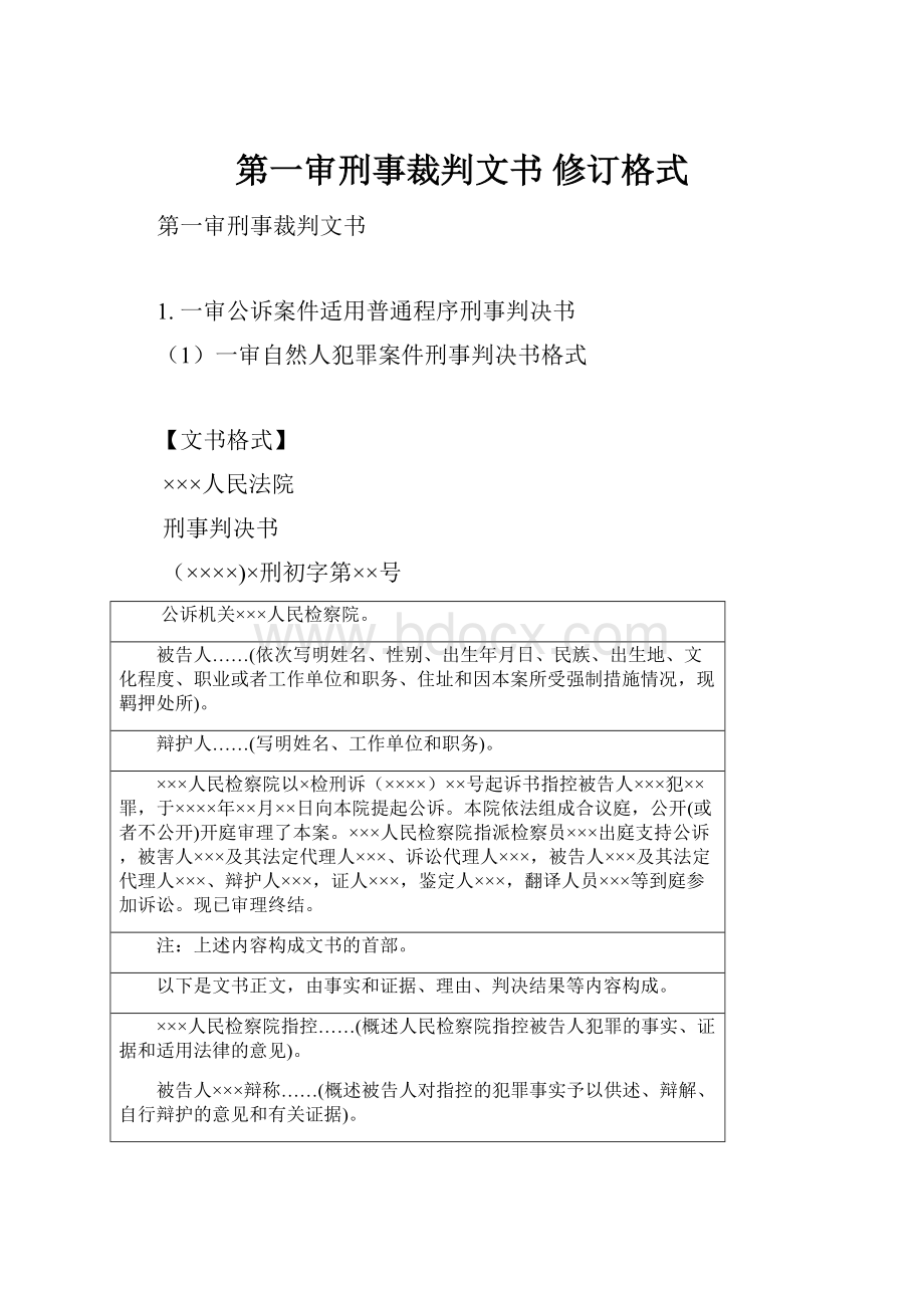 第一审刑事裁判文书 修订格式.docx_第1页