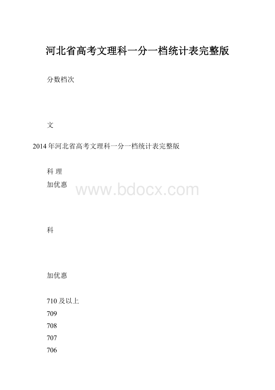 河北省高考文理科一分一档统计表完整版.docx