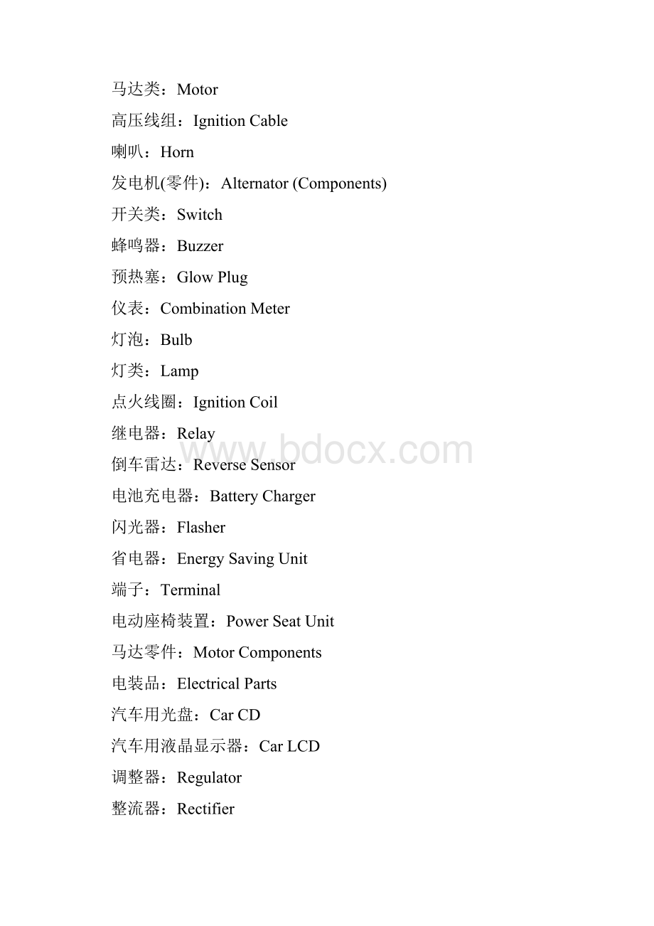 汽车零部件中英文对照表培训讲学.docx_第2页