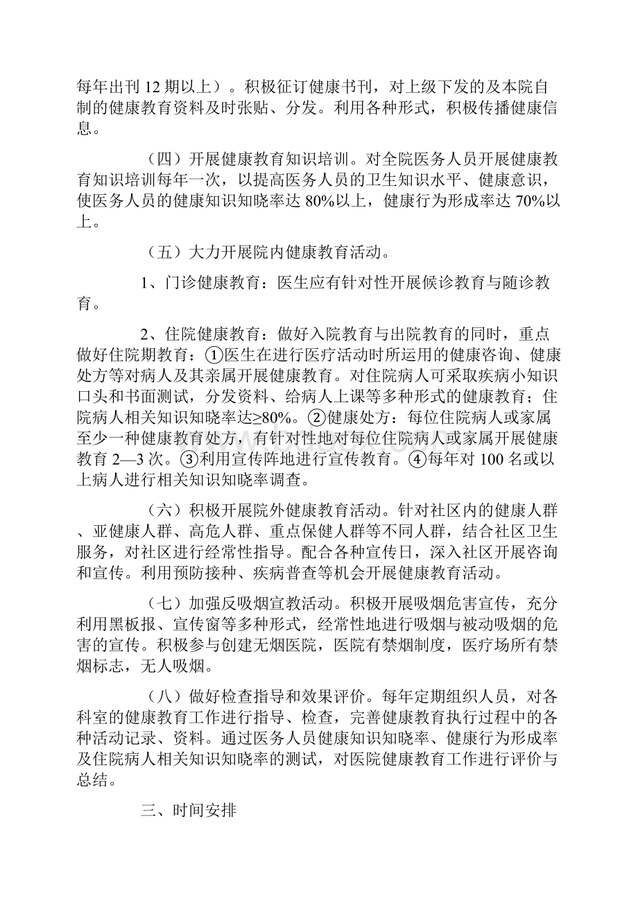 医院健康教育工作计划教案资料.docx_第2页