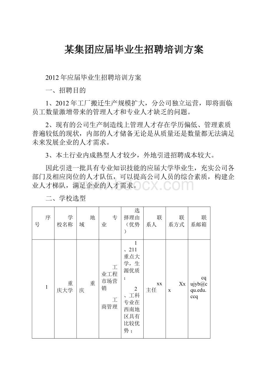 某集团应届毕业生招聘培训方案.docx_第1页