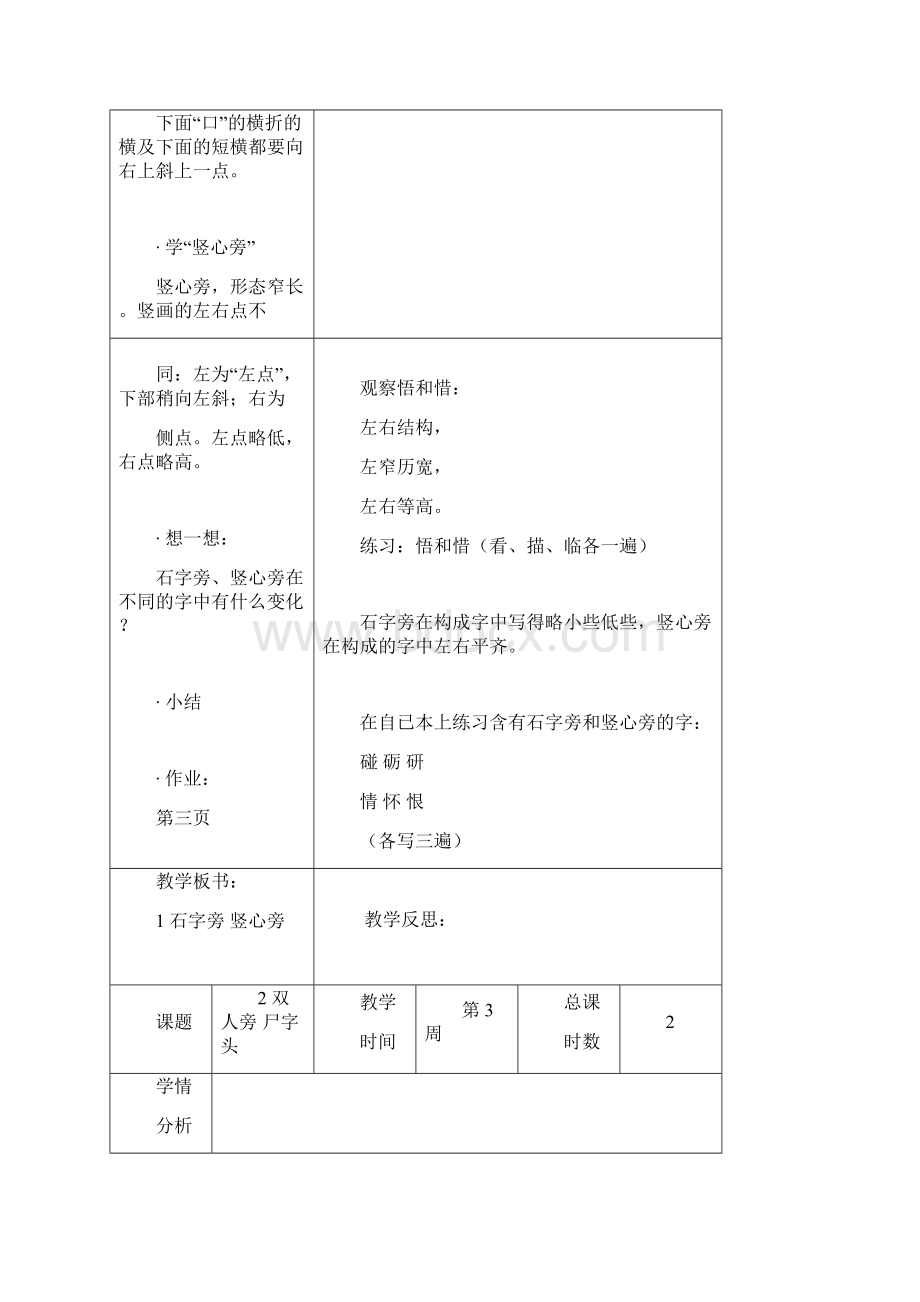 四下书法表格教案.docx_第2页