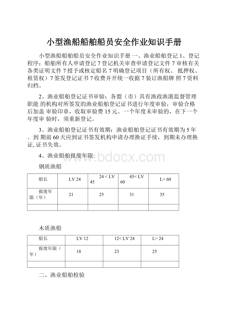 小型渔船船舶船员安全作业知识手册.docx_第1页