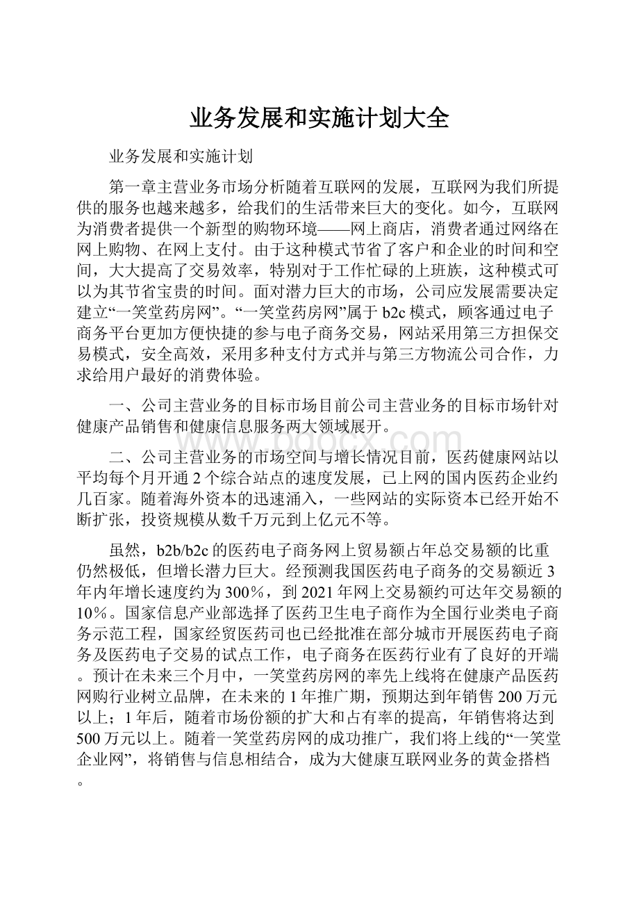 业务发展和实施计划大全.docx