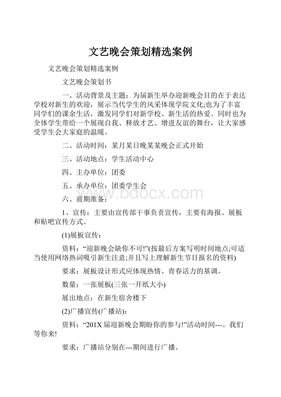 文艺晚会策划精选案例.docx