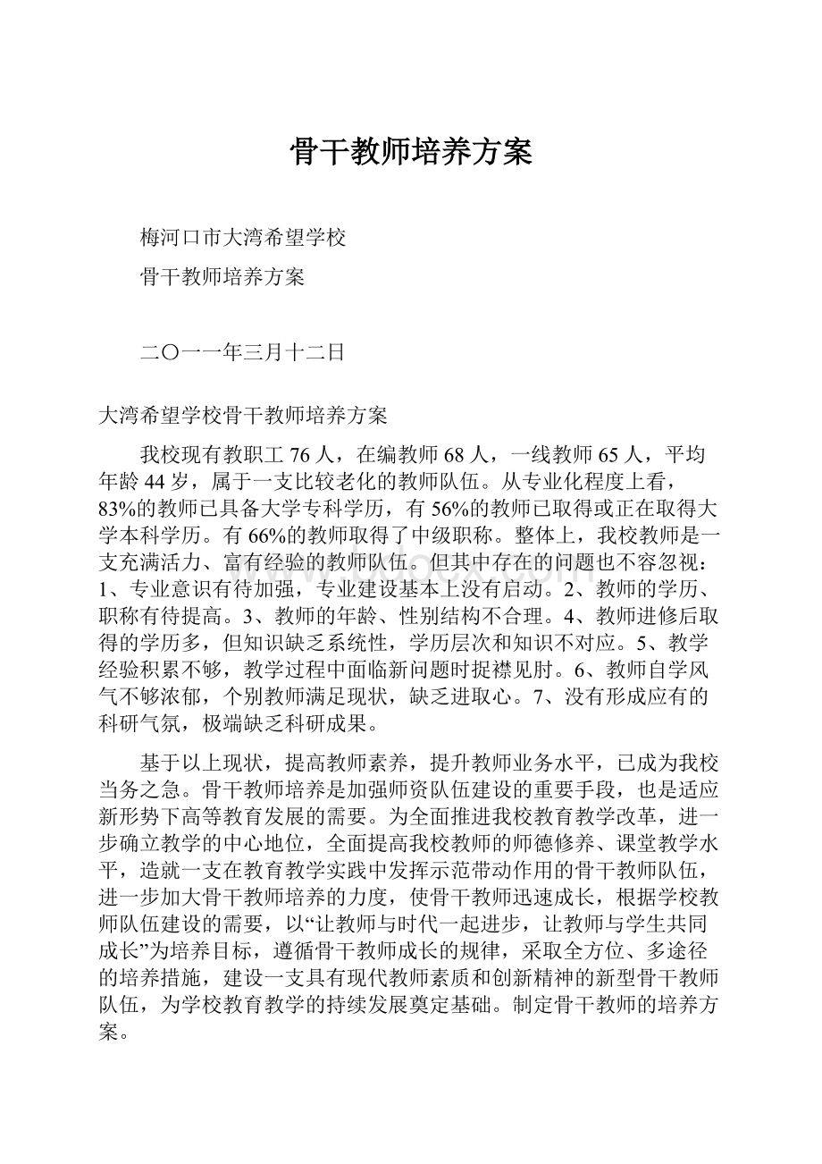 骨干教师培养方案.docx_第1页