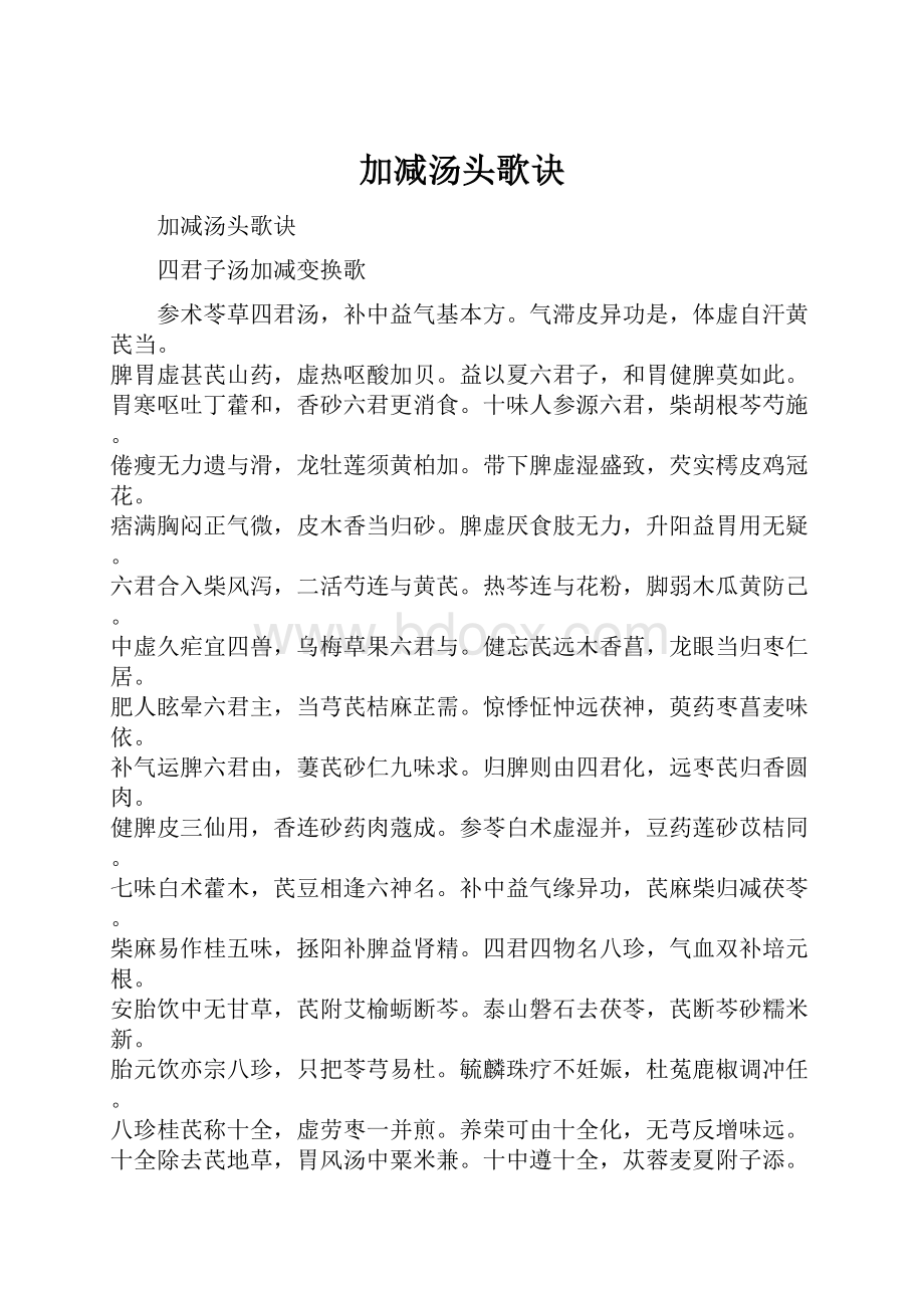 加减汤头歌诀.docx